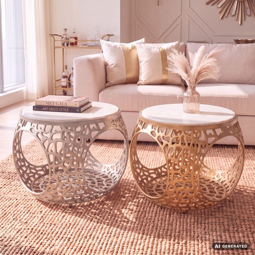 Couchtisch mit marmor - marmor, platte