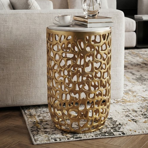 Beistelltisch alu metall gold - beistelltisch,