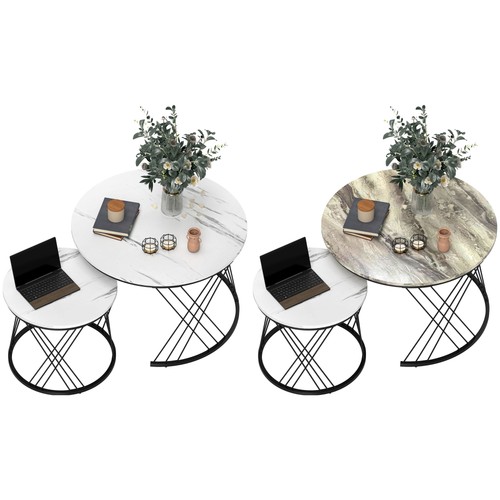 Homcom couchtisch rund - homcom, 2er