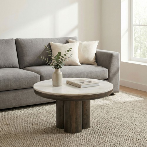 Couchtisch 60cm mit marmor - 60cm,